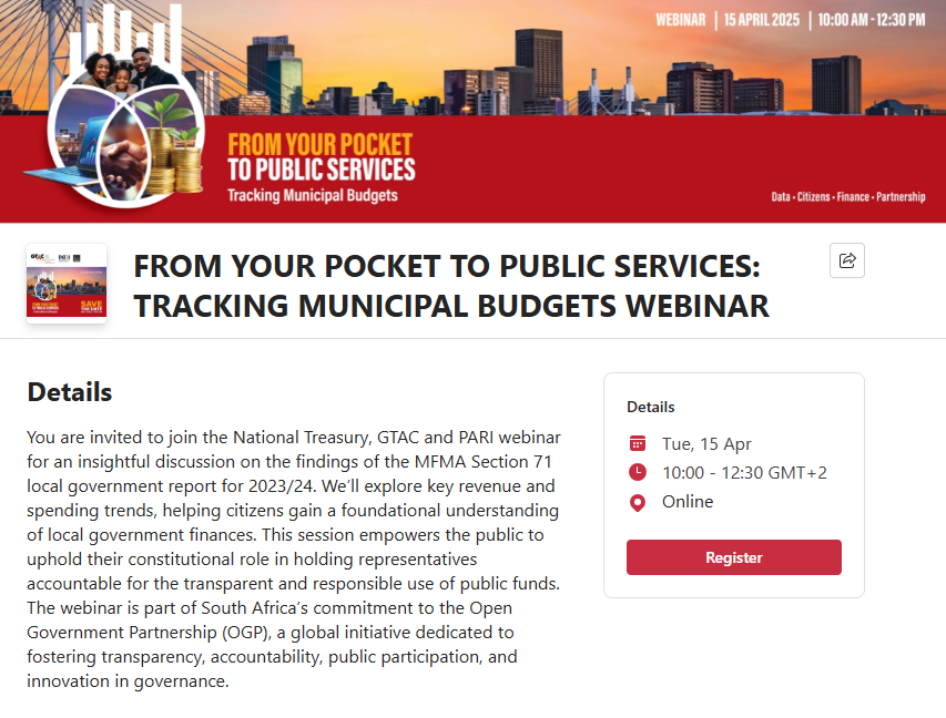 MunicipalNotice's tweet photo. Want to know where your money goes? 👀 See how public funds are used. Join webinar on tracking municipal budgets!💸
📅 15 April | 🕙 10:00–12:30 (GMT+2) | 💻 Online
Register here: https://t.co/3kK3ONFIL4
#ResearchNotice https://t.co/2TBQkEQmiF