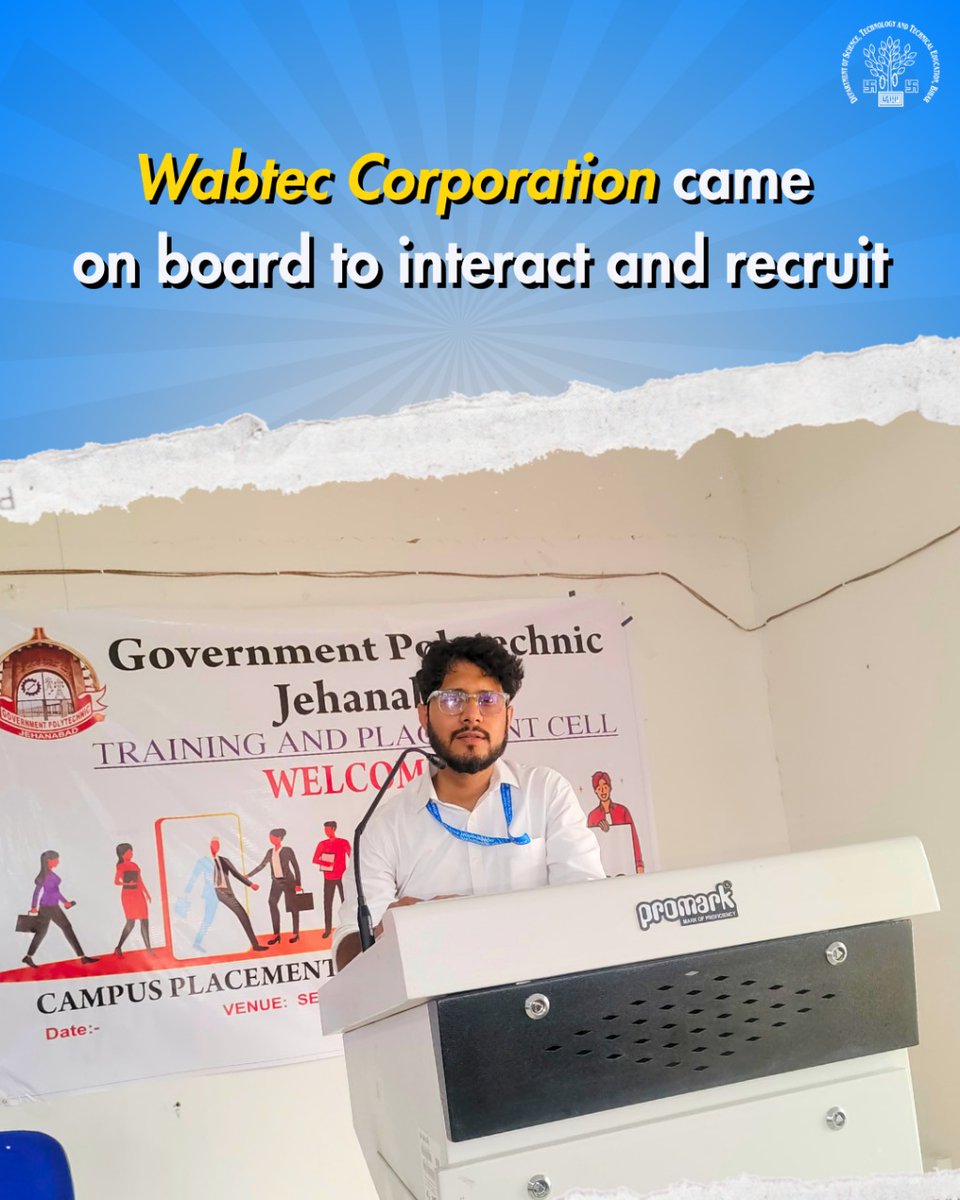 DSTTEBihar's tweet image. At Government Polytechnic Institute, Jehanabad, run under the Department of Science, Technology, and Technical Education, Govt. of Bihar, a recent placement drive welcomed #Webtech Corporation to the campus.
#GPJehanabad #WebtechPlacement #BiharTechnicalEducation #DSTTEBihar