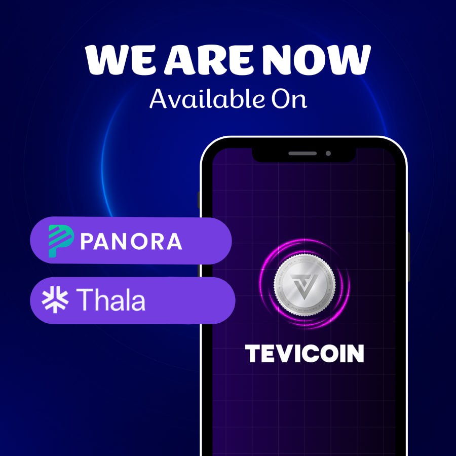 teviglobal's tweet photo. 🚀 Tevi Token is now verified and live for trading on @ThalaLabs & @PanoraExchange on @Aptos 

CA: 0x92f0951cecb35dc7613bc0e09f27e2c7aaebdc320f93901c121a1ec06f3aa455

Buy here:
https://t.co/IEylFHWqJf

Start trading by looking up verified TEVI Coin or pasting the token address into the swap.

More listings coming soon!  
#Tevi #SocialFi #CreatorEconomy
