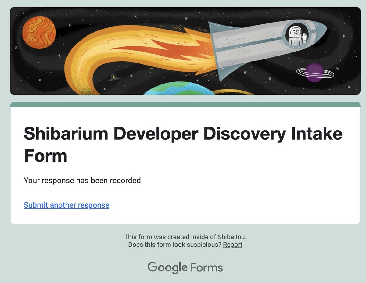 We have submitted our form. 

$Ric / $Bone 
#BuildOnShibarium