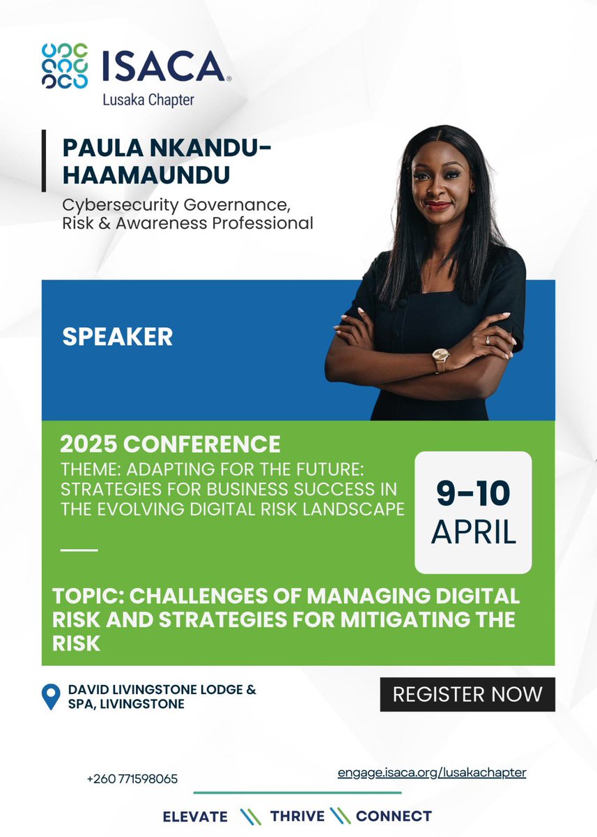 I’m speaking at the ISACA Lusaka Chapter 2025 Conference today. Super excited!