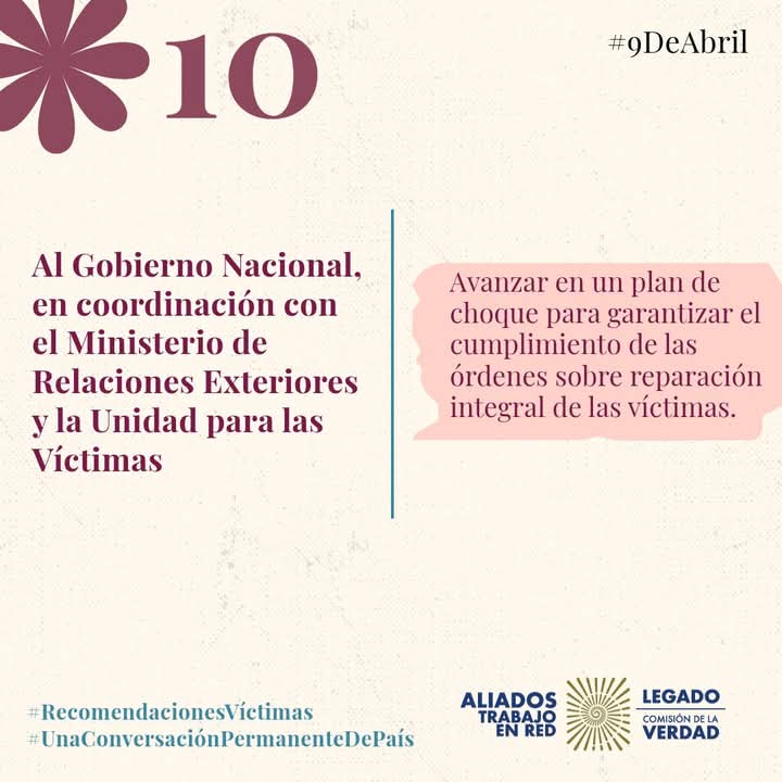FMatarraton's tweet image. ¿Sabes que recomendó la Comisión de la verdad para la no repetición en el tema de víctimas?

Aquí te lo contamos y te invitamos a revisar cada una de las recomendaciones 

#9DeAbril
#RecomendacionesVíctimas
#UnaConversaciónPermanenteDePaís