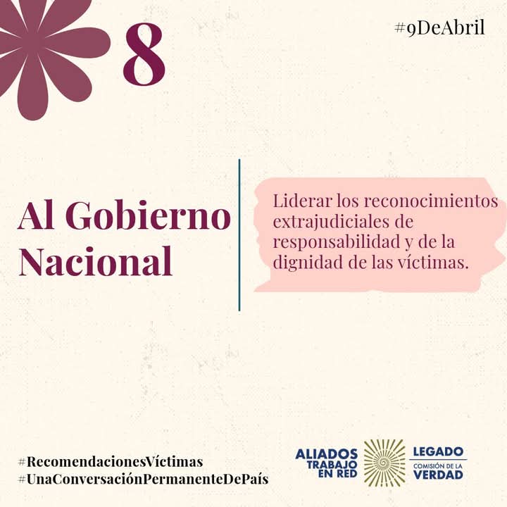 FMatarraton's tweet image. ¿Sabes que recomendó la Comisión de la verdad para la no repetición en el tema de víctimas?

Aquí te lo contamos y te invitamos a revisar cada una de las recomendaciones 

#9DeAbril
#RecomendacionesVíctimas
#UnaConversaciónPermanenteDePaís