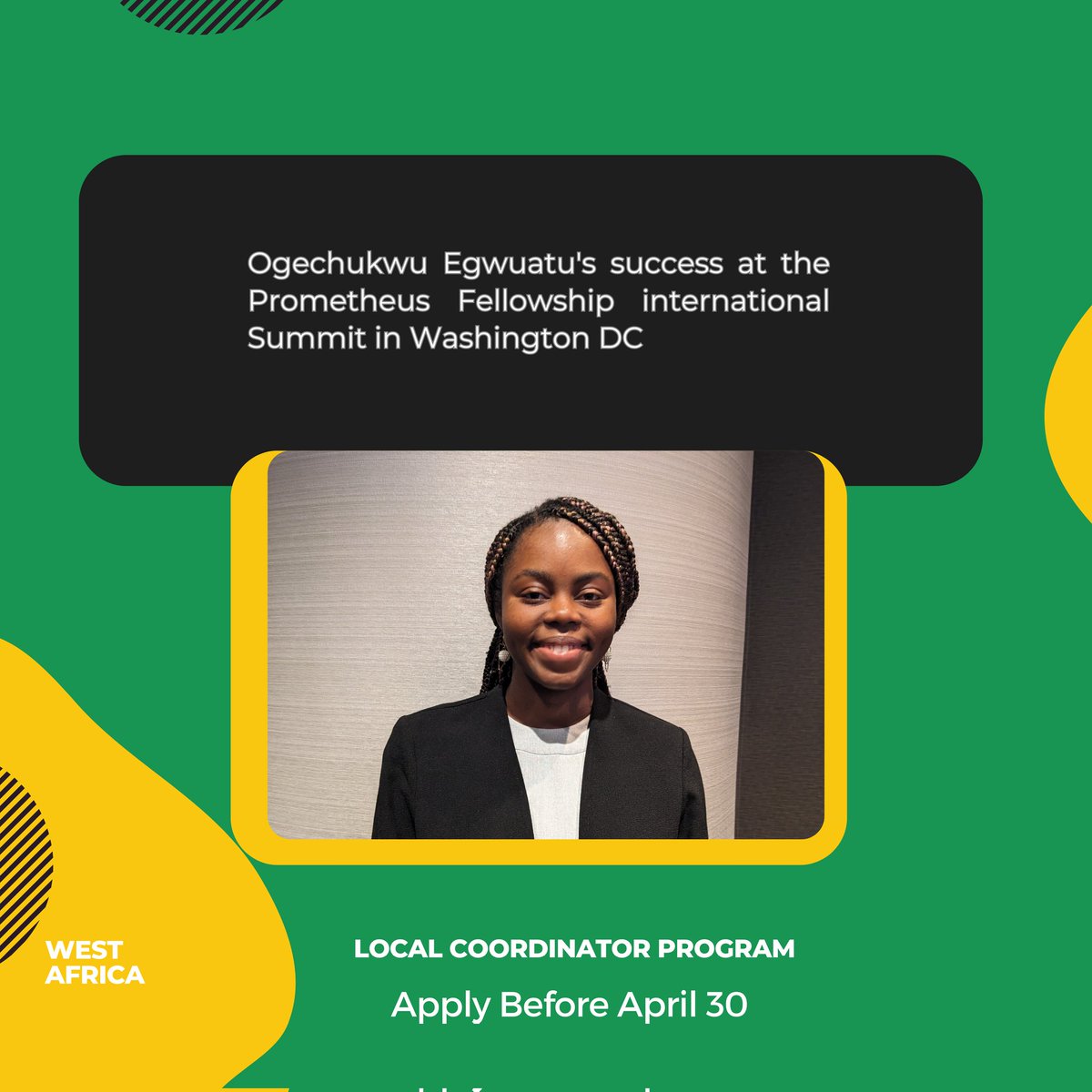 AfricanSFL's tweet photo. At African Students for Liberty, our students gain global opportunities! Don’t wait — apply now to become a leader for liberty. Deadline: April 30.
Apply: https://t.co/PDyAGcanHl
#CheetahGeneration #localcoordinatorprogram #Opportunity #Africa https://t.co/I1cwoFDToR