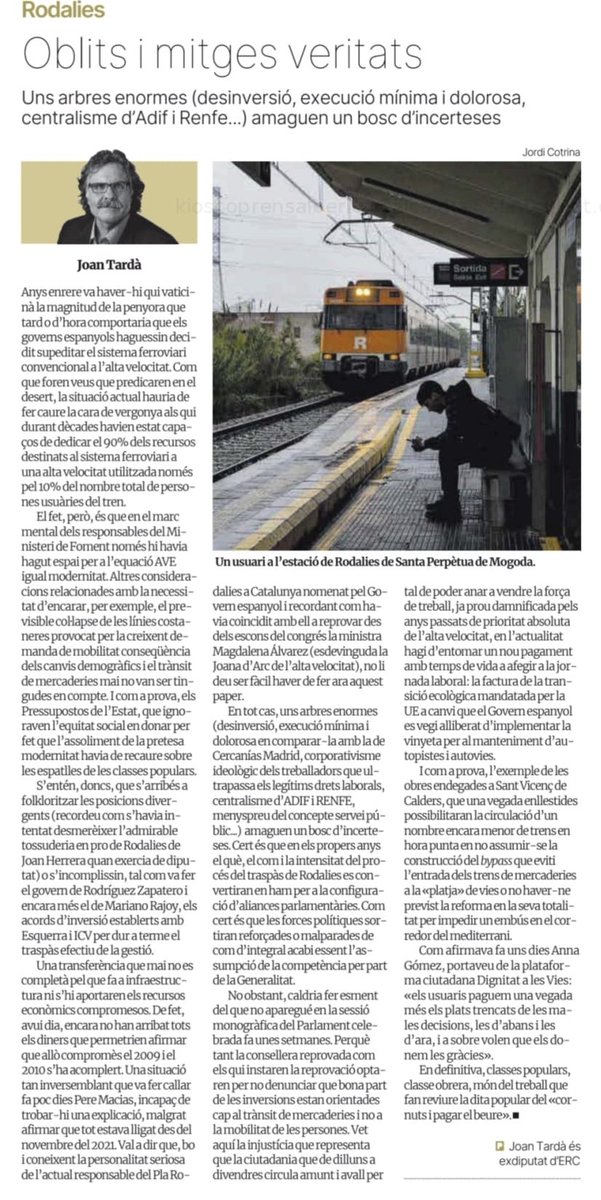 “Rodalies: oblits i mitges veritats”. Per si és d’interès.