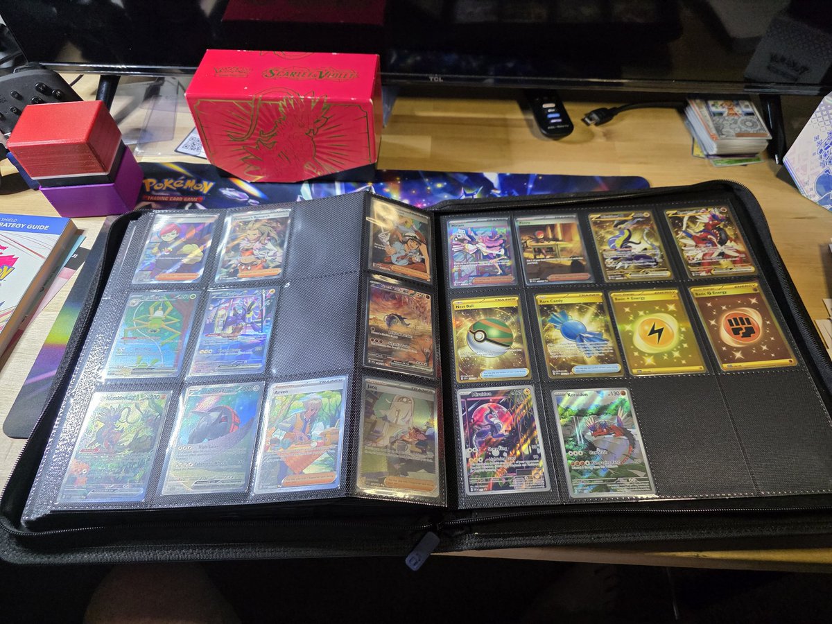 talonegress's tweet photo. 3 cards away from completing Scarlet and Violet Base Master Set. I have the Ralts, Kirlia, and Gardevoir out of the binder as I'm going to send them in to get graded. Missing 2 Ultra Rares and Professor Turo reverse holo(all on the way). https://t.co/Jf8sP6HEvB