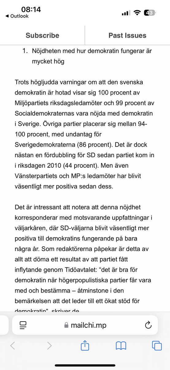 Veckobrevet idag om senaste riksdagsundersökningen från GU. Flera intressanta resultat. <a href="/polgu/">Patrik Öhberg</a> 

mailchi.mp/timbro/nyhetsb…
