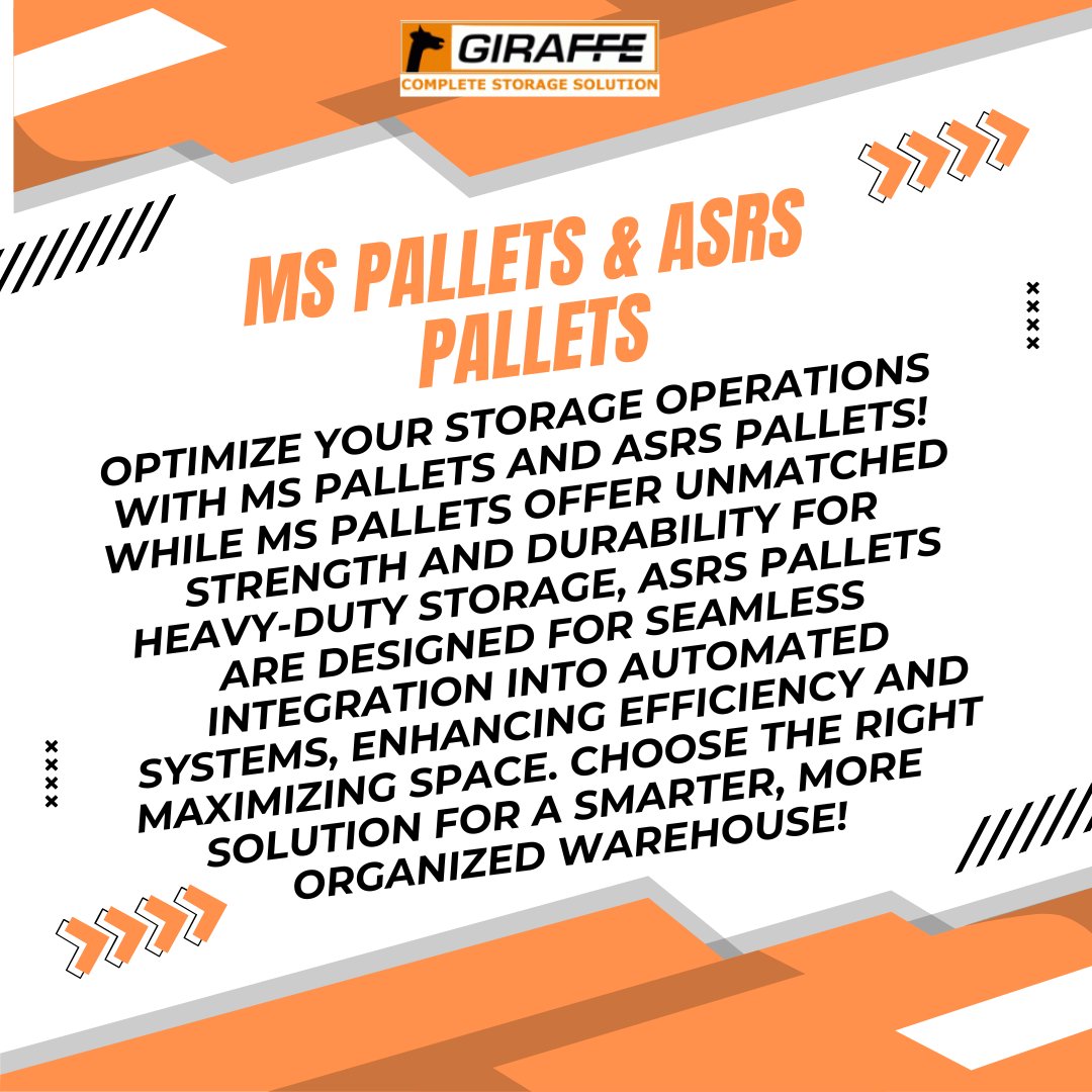 GiraffeStorage's tweet image. Upgrade your warehouse with durable MS &amp;amp; ASRS Pallets by Giraffe Storage Solutions! 
Custom-built for strength, automation &amp;amp; efficiency.
  #GiraffeStorageSolutions #SteelPalletsManufacturer   #MezzanineFloors #ColdStorageRacking #RadiopalletshuttleRackingSystem #MultiTierShelving