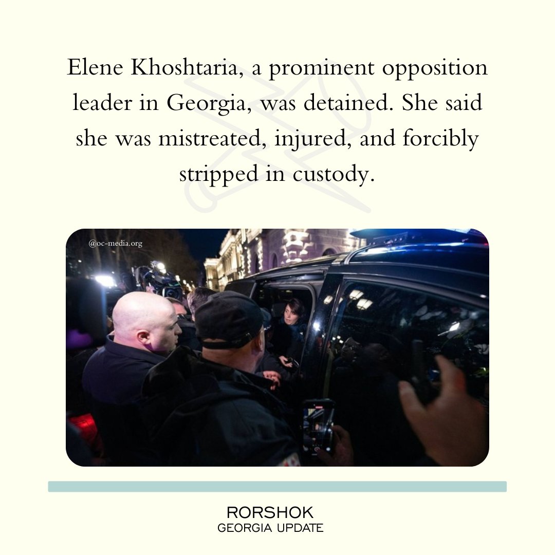 RorshokGeorgia's tweet photo. Last week in Georgia, Apr 9th, rundown:

(1) Elene Khoshtaria, a prominent opposition leader in Georgia detained. She said she was mistreated, injured, and forcibly stripped in custody.

#attack #Trump #detained #GeorgiaNews #ExpatsInGeorgia #ემიგრაციასაქართვე #ბათუმი #georgia https://t.co/CxYfDP4Leq