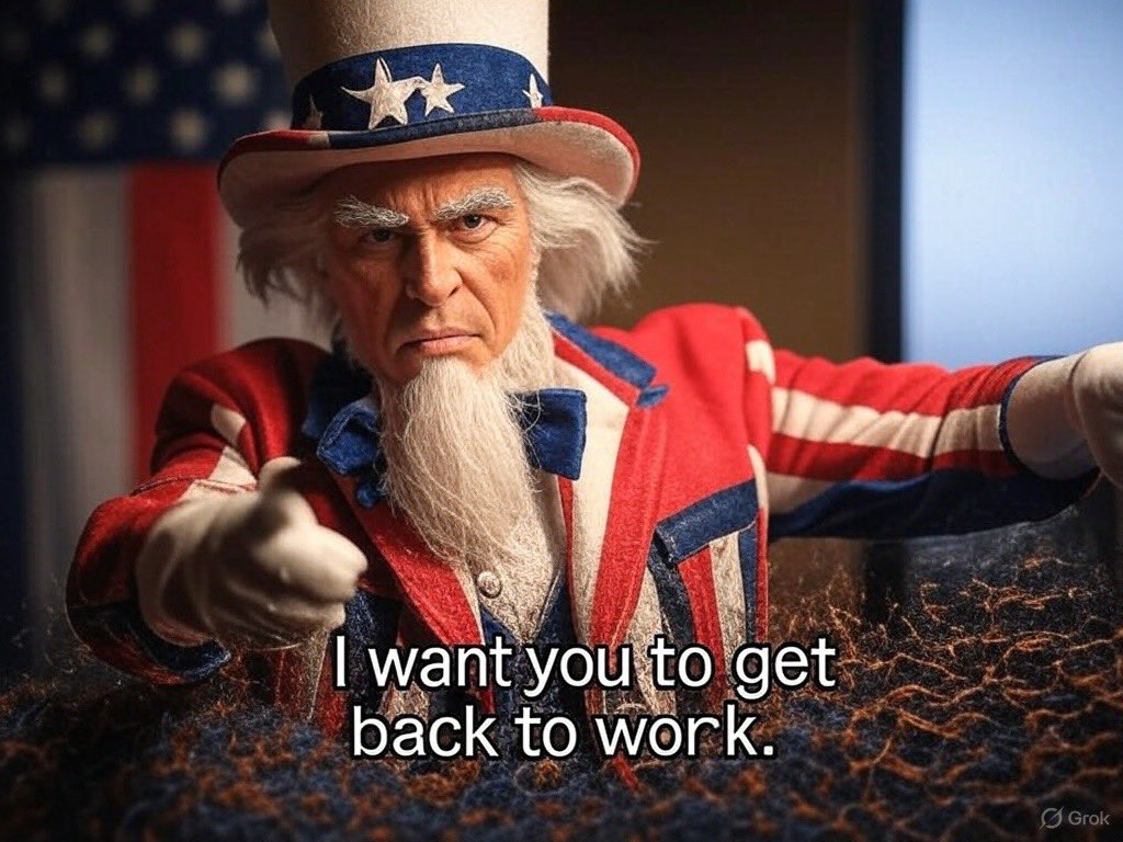 Danaf201's tweet photo. Uncle Sam says it’s time to roll up your sleeves and get back to work! 🇺🇸 Let’s keep the momentum going and make things happen. #WorkHard #AmericanSpirit
#Motivation #Productivity #Patriotism https://t.co/OTqjlxHeOh
