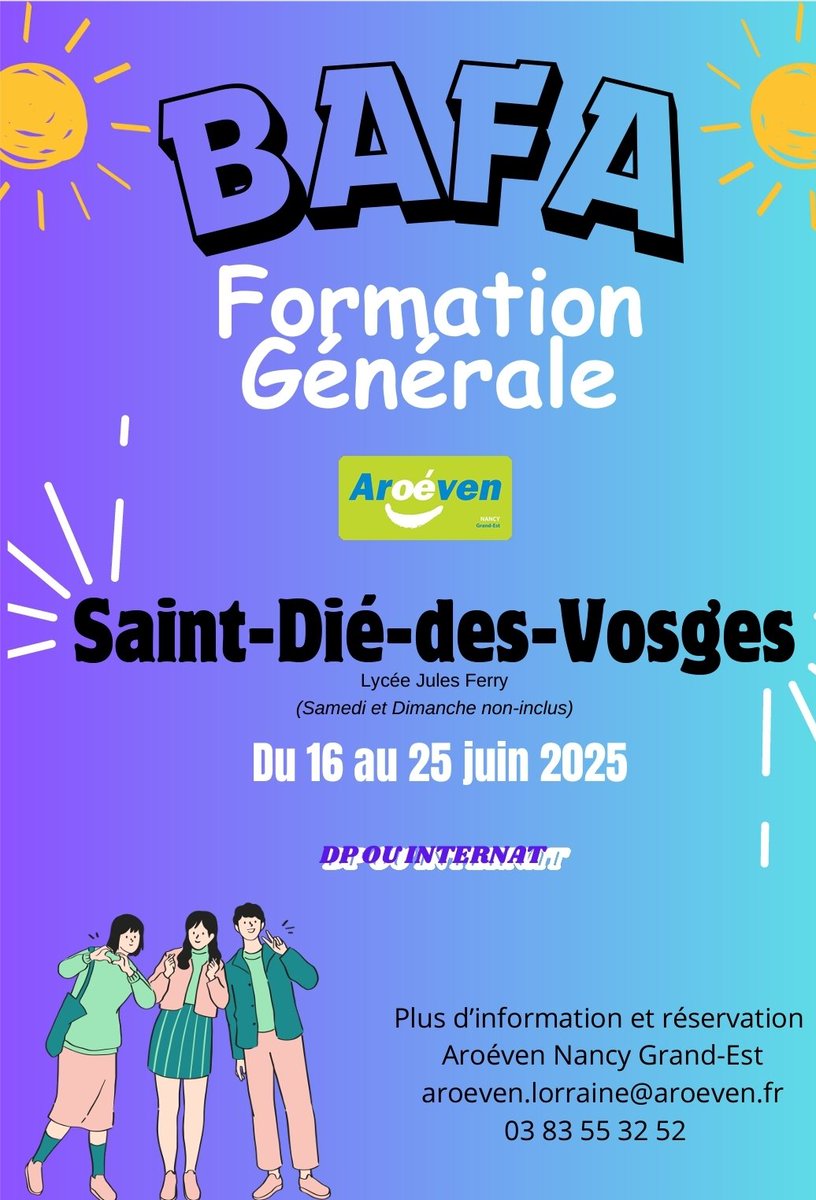 Formation BAFA au Lycée Jules Ferry St Dié des Vosges avec l'Aroéven <a href="/acnancymetz/">Académie de Nancy-Metz</a>