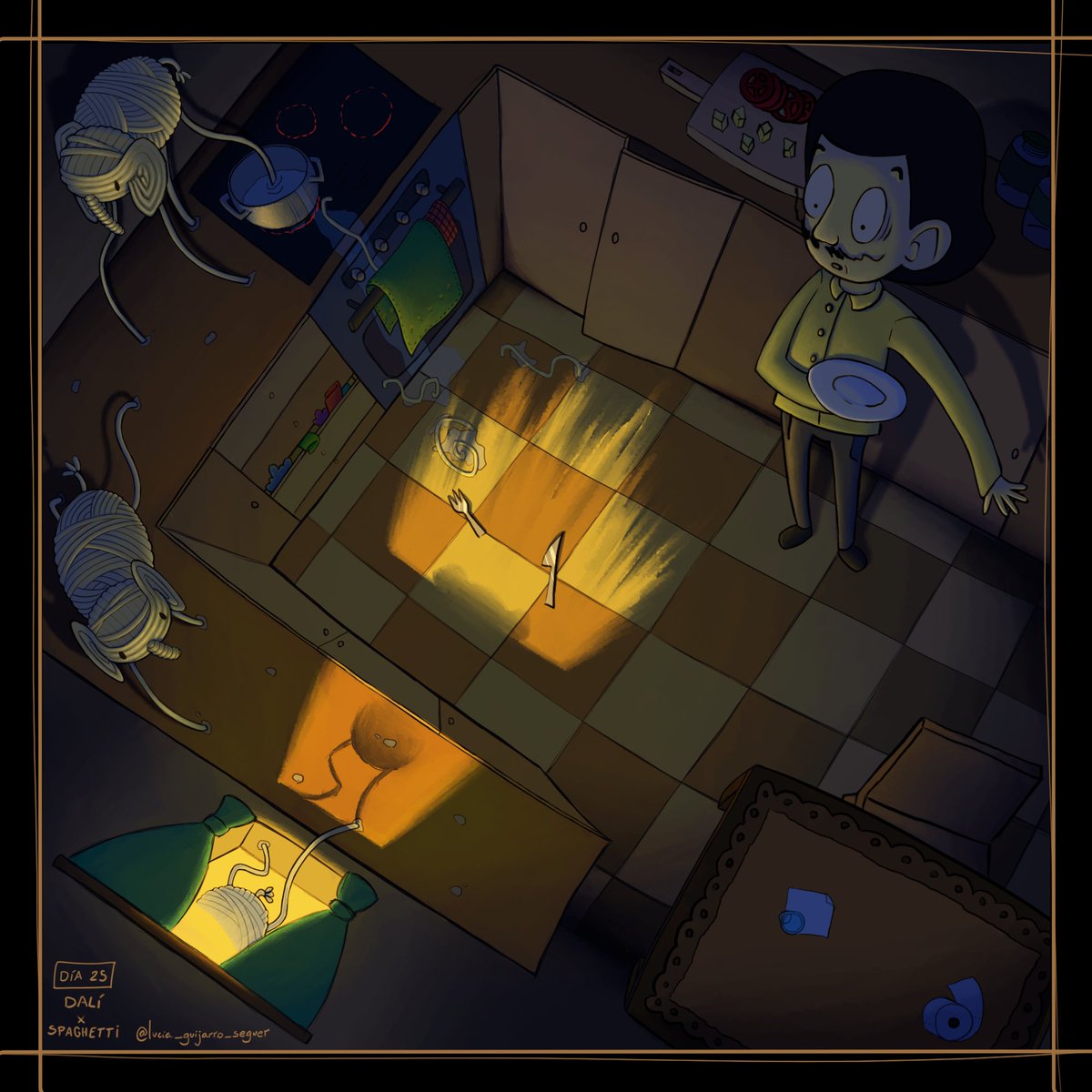 Kadowo_lu's tweet photo. It was a lot of fun working with the Dali x Spaghetti themes.

These guys are getting away!!!

#Dali #illustration #art https://t.co/7GVFC7cyip
