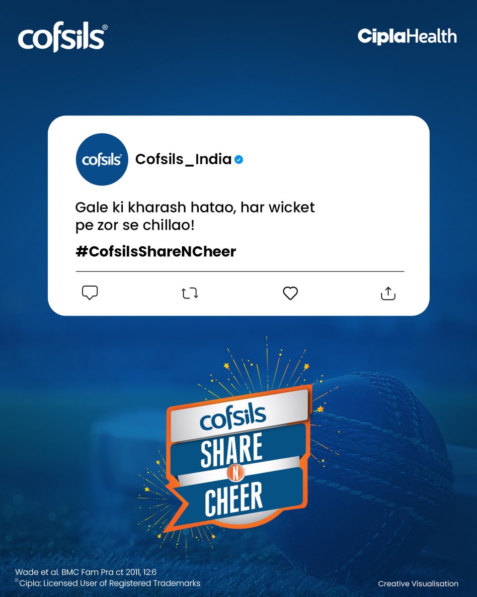 Let your voice rule the game, not the kharash!🎤

#Cofsils #Cipla #QuickRelief #SoreThroat #IPL2025 #IPL #IndianPremierLeague #CofsilsShareNCheer #Mulethi #Orange #LemonHoney #GingerLemon #FreshMint #TulsiPudina