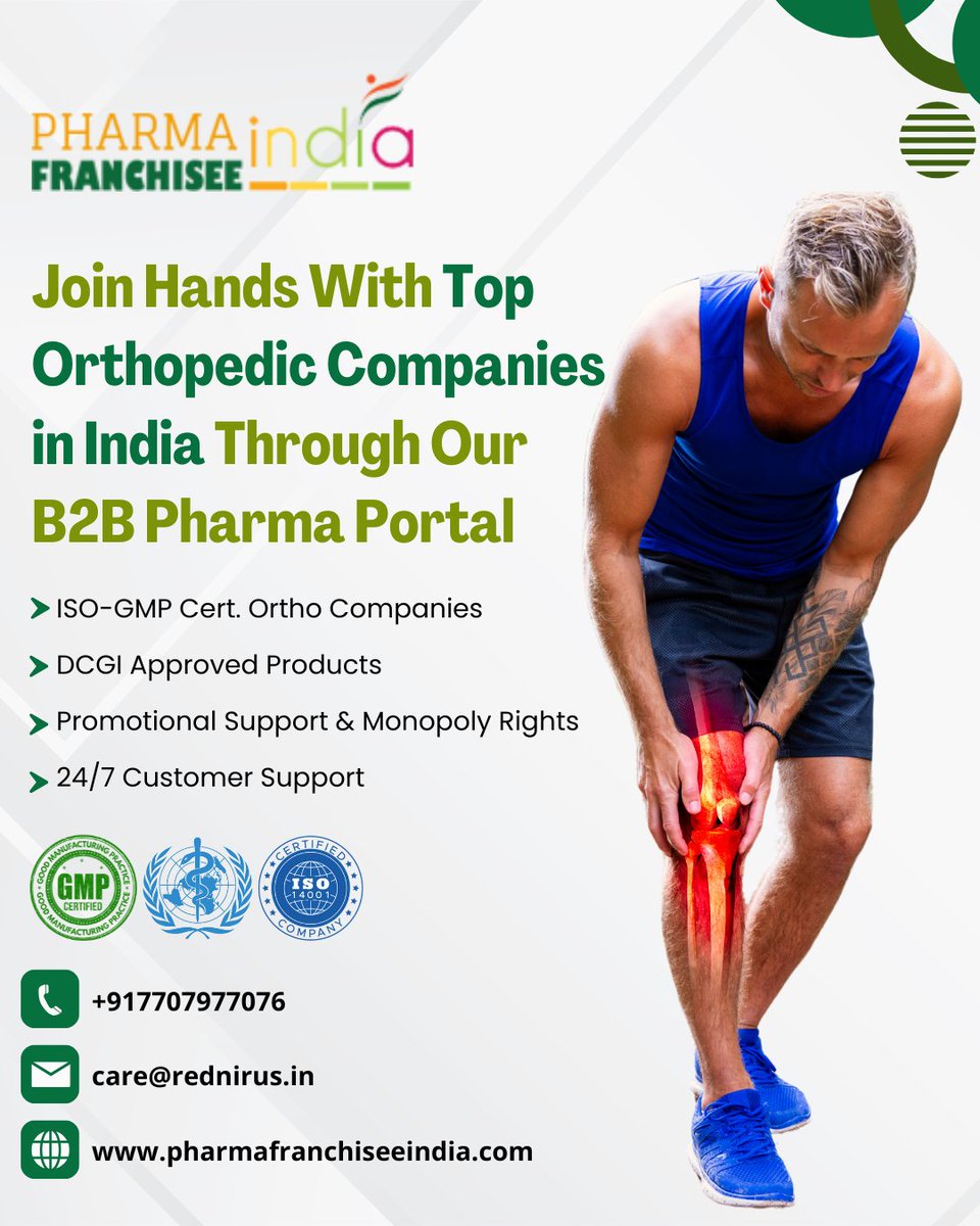 pharmafranch's tweet photo. Join hands with Top Orthopedic Companies in India through https://t.co/nsxydAXoeh, B2B pharma portal.

📞 +91-7707977076
📧 care@rednirus.in
🌐 https://t.co/jMLOXXdXgA

#OrthopedicPCD #pharmaceuticals #pharma #PharmaBusiness #pharmaceuticalindustry #lowprices #indianpharma https://t.co/3qn77yCvjG