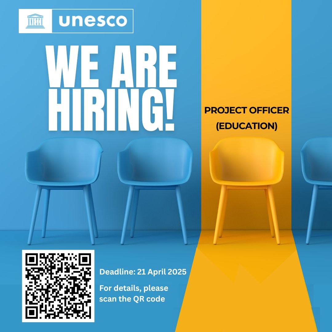 UnescoPakistan's tweet image. 📢 New Job Alert!
UNESCO is hiring a Project Officer (Education) in 🇵🇰 Pakistan.
🌱 Passionate about education & development? Apply now!
🗓️ Deadline: April 21, 2025
🔗 shorturl.at/6XDsx
#UNESCO #PakistanJobs #EducationMatters #NGOJobs