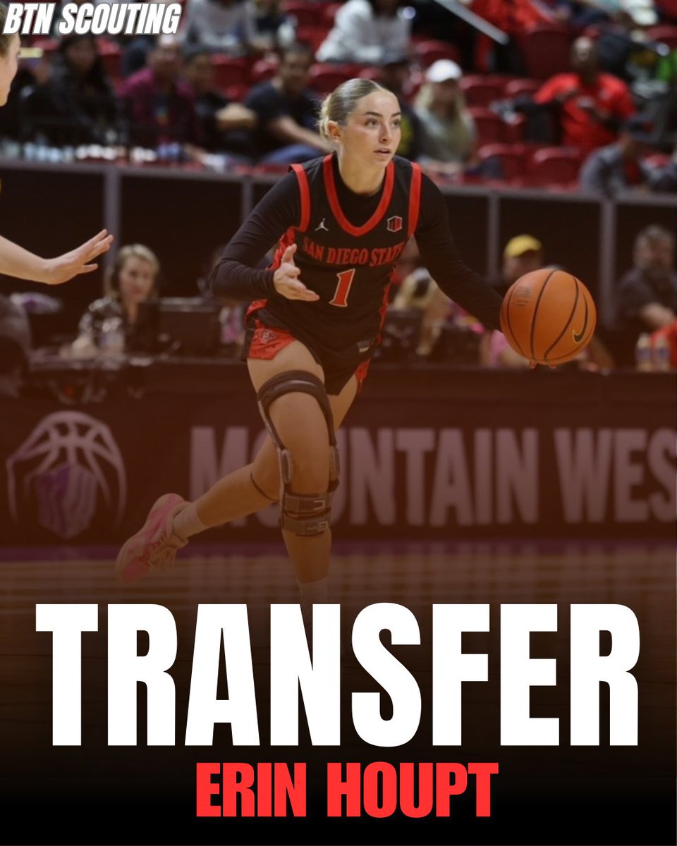 BTNScouting's tweet photo. NEWS: San Diego State Erin Houpt (@erin_houpt10) enters the transfer portal as a grad transfer, sources tell @BTNScouting . 

The 5-6 Guard is a Junior from Danville, IL. She's ready to help a team with her shooting ability & efficiency! 

4.8 PTS | 1.2 RBS | 46.4% 3FG

#TransferPortal | #BTNScouting | Contact for more info