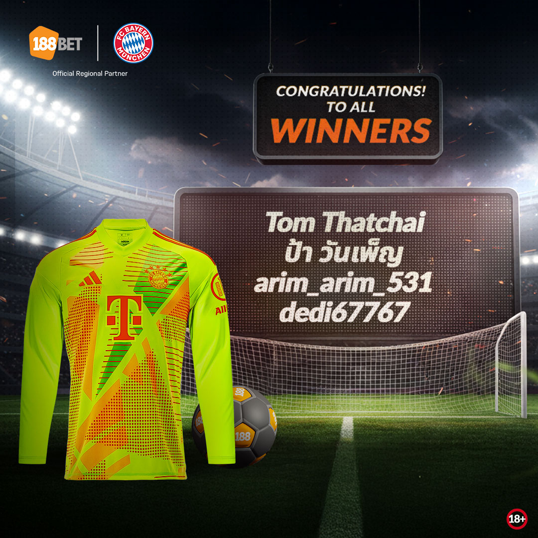🎉Congratulations to our lucky winner! 🎉 
Stay tuned for more chances to win with 188BET. 🏆
 
Join 188BET today for the best odds and the most lucrative offers on the market!
 
#188BET #188BETASIA #188Asia #188BETFCB #Football #MiaSanMia #FCBayern #FCB #GiveawayWinners