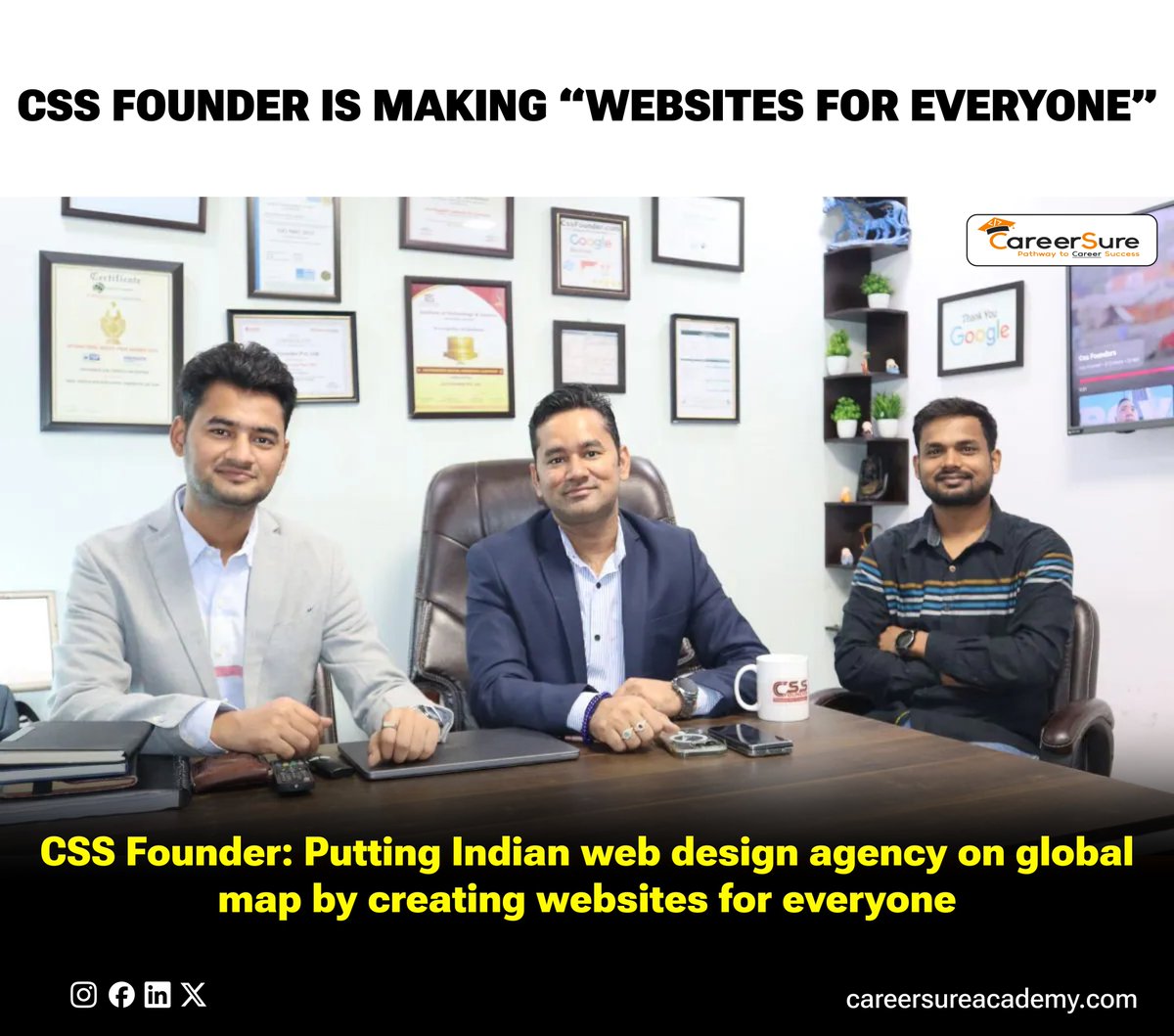 CareerSureAcad's tweet image. “Website for Everyone,” they’re empowering startups, small businesses, and enterprises to build a strong digital presence globally. 
.
.
.
.
#CSSFounder #WebsiteForEveryone #WebDesignIndia #DigitalIndia #SmallBusinessSupport #AffordableWebsites #GlobalPresence #WebDevelopment