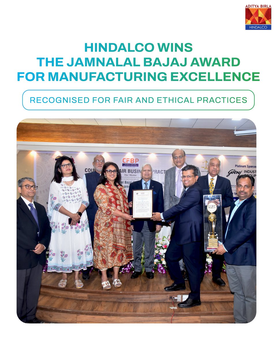 We’ve been honoured with the Jamnalal Bajaj Award in the “Manufacturing Enterprises – Large” category at the 37th Council for Fair Business Practices Awards.

This reflects our commitment to ethical governance, fair practices and trust.

#EngineeringBetterFutures