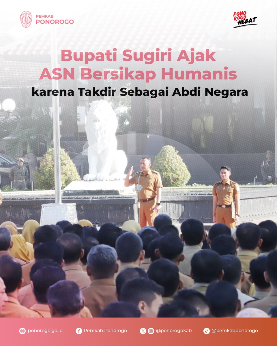 PonorogoKab's tweet photo. ‘’Setelah libur panjang, mari bekerja lagi dengan semangat karena hidup kita memang ditakdirkan untuk mengabdi kepada negara sebagai pelayan masyarakat,’’ kata Kang Giri.

Selengkapnya: https://t.co/4d3NONCm9N

#ponorogoHEBAT #ponorogokab #apel #halalbihalal https://t.co/MYy8Kn4UiS