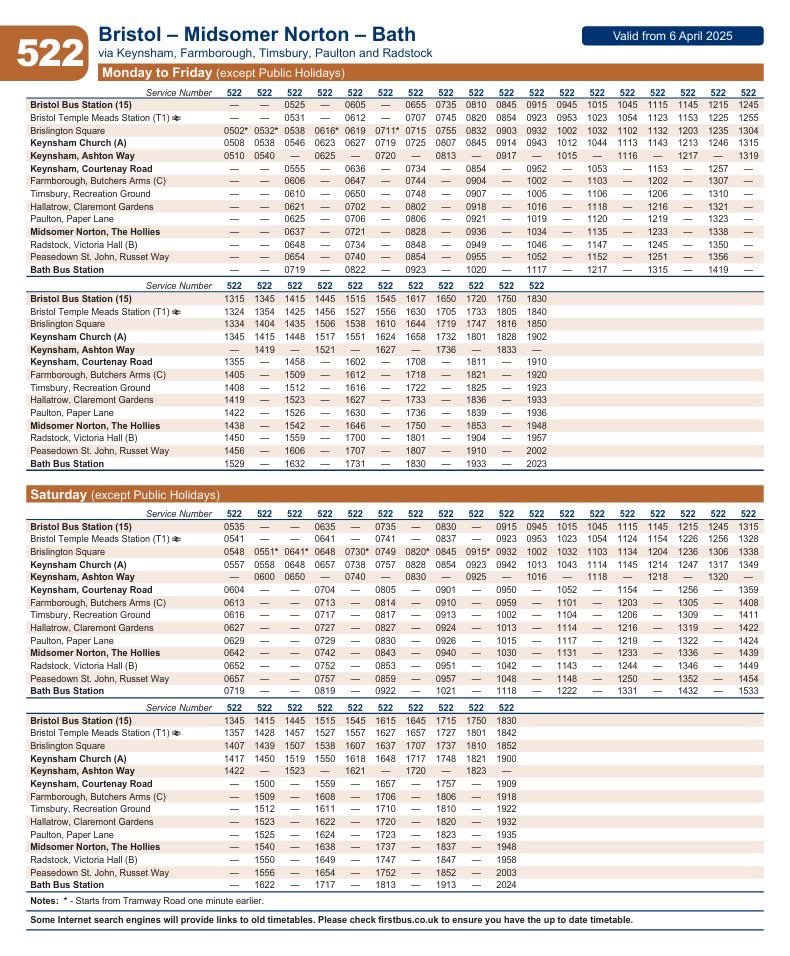 Karenwalker3434's tweet photo. 🚌 NEW TIMETABLE: 522 Orchard Way Bus Service 👇
The timetables for the new 522 bus service running through Orchard Way have now been published on the Radstock Times website.
💻 See here for full details (and pasted below): https://t.co/dLw8gM65yt
#Peasedown #NewBusService https://t.co/InCkwixRAi