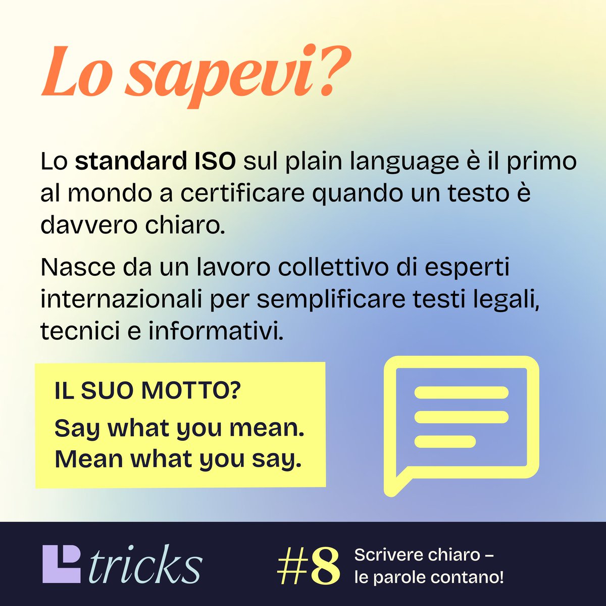 dirittodigitale's tweet image. ✍️ Legal Design Tricks #8 – Scrivere chiaro: le parole contano!

📌 Nell'infografica di oggi della nostra Deborah Paracchini trovi consigli pratici per scrivere testi legali più chiari e accessibili a tutti.

#LegalDesignTricks #LegalDesign #LegalClarity #PlainLanguage