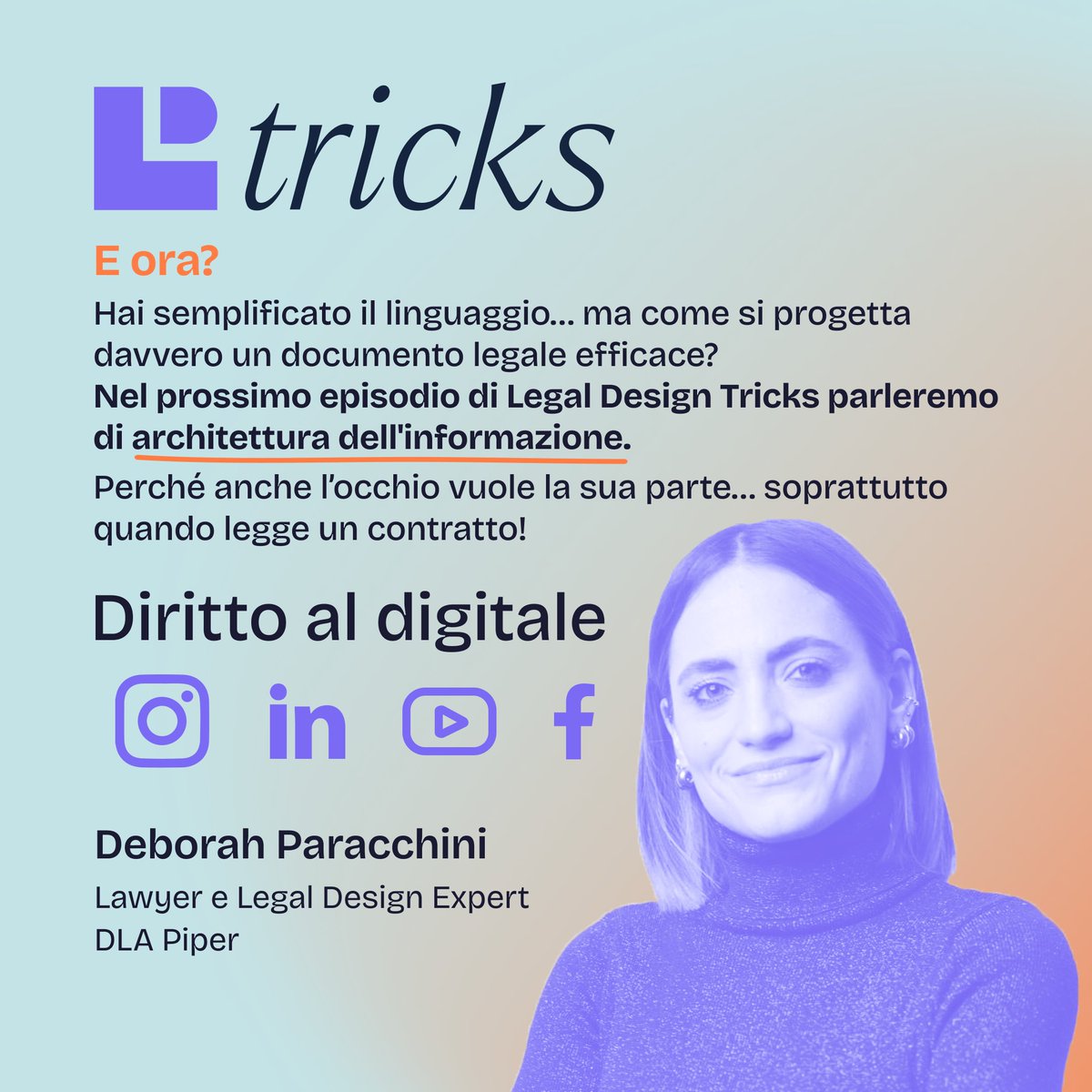 dirittodigitale's tweet image. ✍️ Legal Design Tricks #8 – Scrivere chiaro: le parole contano!

📌 Nell'infografica di oggi della nostra Deborah Paracchini trovi consigli pratici per scrivere testi legali più chiari e accessibili a tutti.

#LegalDesignTricks #LegalDesign #LegalClarity #PlainLanguage