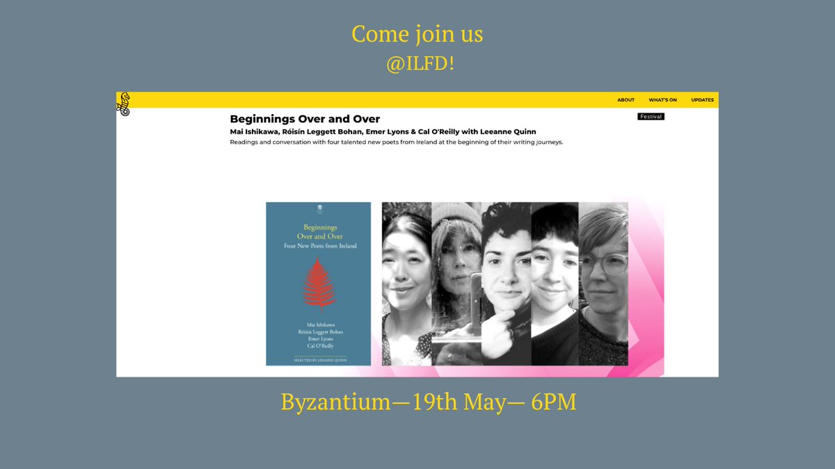 LeggettBohan's tweet image. Excited to be reading @ILFDublin with poetry pals of 'Beginnings Over and Over:Four New Poets from Ireland' @dedaluspress ✨️
and with the wonderful @Leeanne_Quinn_ 💛
Love to see you there on the 19th of May! 🩶