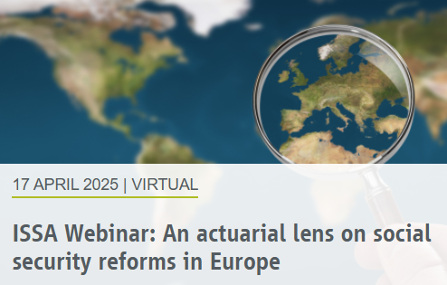 #ISSAwebinar on 17 April: An #actuarial lens on #socialsecurity reforms in #Europe

Speakers from: 
🇩🇪 <a href="/die_rente/">Deutsche Rentenversicherung</a> 
🇨🇭 <a href="/SuvaSchweiz/">Suva</a> 
🇹🇷 <a href="/sgksosyalmedya/">SGK</a> 

More information and registration: issa.int/events/webinar…