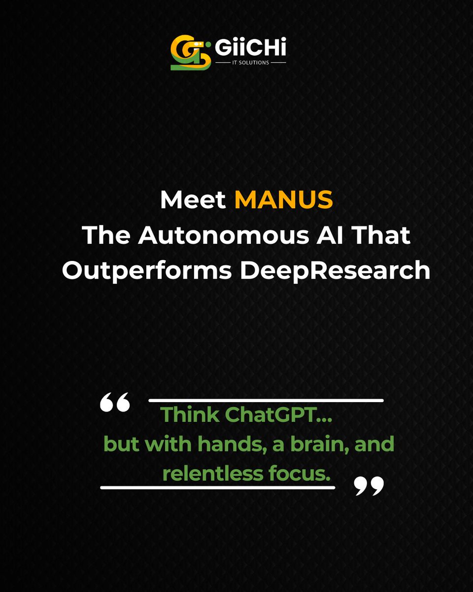 GiichiPvt's tweet photo. This is more than automation.
This is Manus AI, where intelligence meets intention.
🌐 Explore more at Giichi
📩 Email: info@giichi.network
🔗 Visit: https://t.co/aPBHora3L0
#GiichiIT #Giichi #ai #manusai https://t.co/BNuRwhDJnp