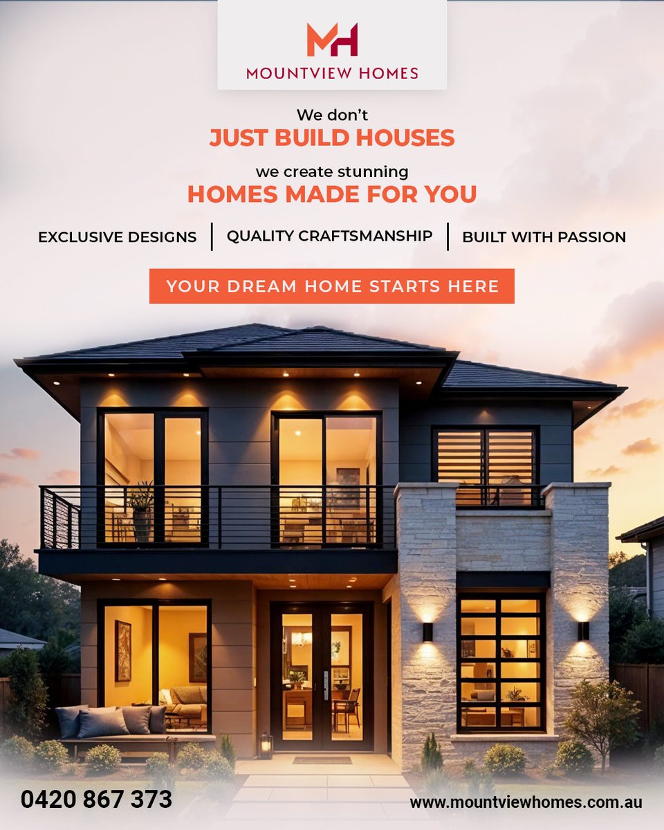MountviewHomes's tweet photo. 🏡✨ Your Dream Home Isn’t Just Built — It’s Crafted With Heart.
🔹 Tailored Architectural Designs
🔹 Meticulous Attention to Detail
🔹 Built to Reflect Your Lifestyle
📍 5 Altavista Rise, Glenmore Park, NSW
📲 0420 867 373
🌐 https://t.co/4HB2nDRuxd

#MountviewHomes #DreamHome https://t.co/RJppKW5HWS