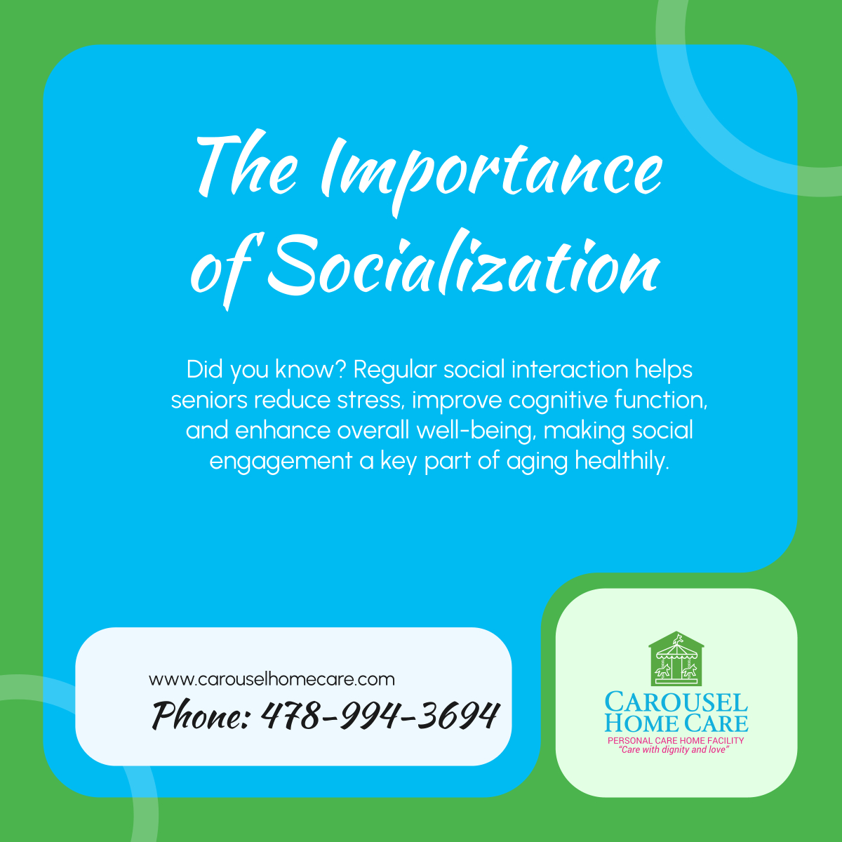carouselhc's tweet image. Socializing isn’t just fun—it’s essential! Engaging with others promotes better mental and emotional well-being in seniors. Stay connected and thrive! 

#ForsythGA #AssistedLiving #SeniorWellness