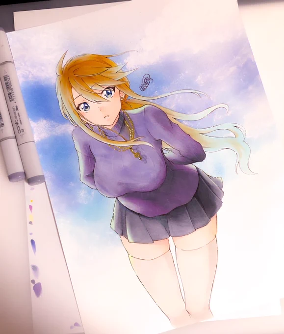 昨日から始めましたが、ぜひ原画の方のイラストを肉眼で見て頂きたいですアナログ絵の真骨頂は生で見る事だと思っておりますのでアナログ作品特有の温かみなど色々見てもらえたら私は幸せです 