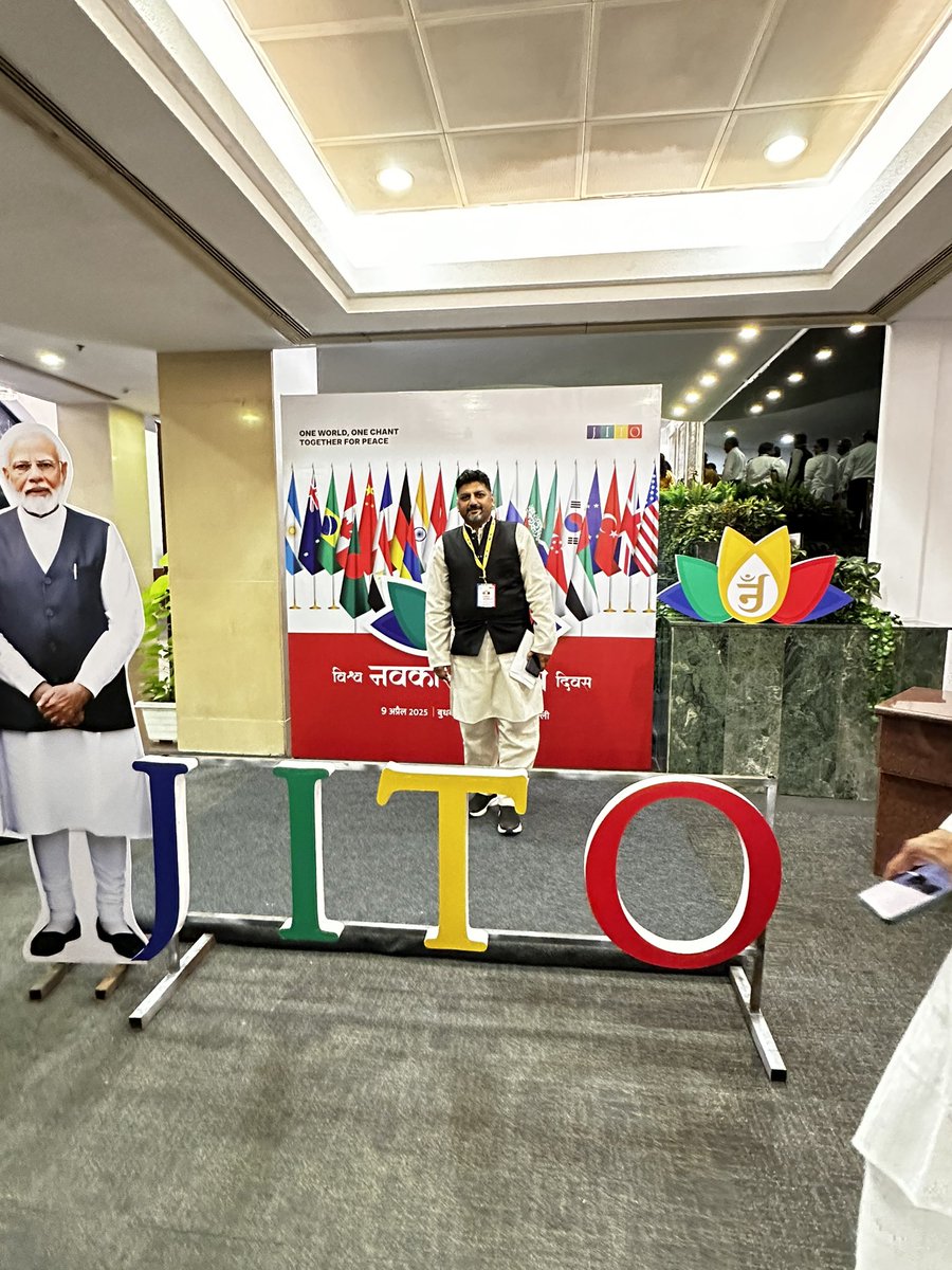 SethiNagaland's tweet photo. Honoured to be part of the grand #JITO #NavkarDivas celebration at Vigyan Bhavan today. The collective chanting of the Namokar Mantra with PM @narendramodi ji created a divine atmosphere. Jainism’s message of peace, Ahimsa, and Live &amp; Let Live is more relevant than ever. https://t.co/8uZD709ZRi
