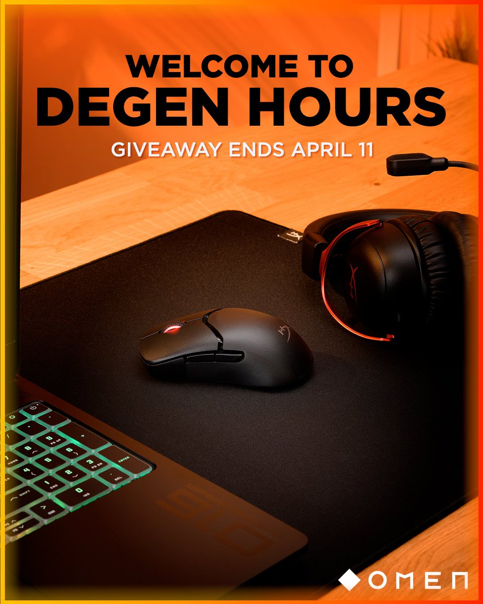 🌙 The grind never stops, and neither do the rewards. 💥

To celebrate YOU, the late-night owls (and early birds 😉), we’ve got some HyperX peripherals up for grabs! 🎮

Ready to level up your setup? Enter for your chance to win - omen.fyi/degenhxgiveaway!

Use code DEGEN10 for