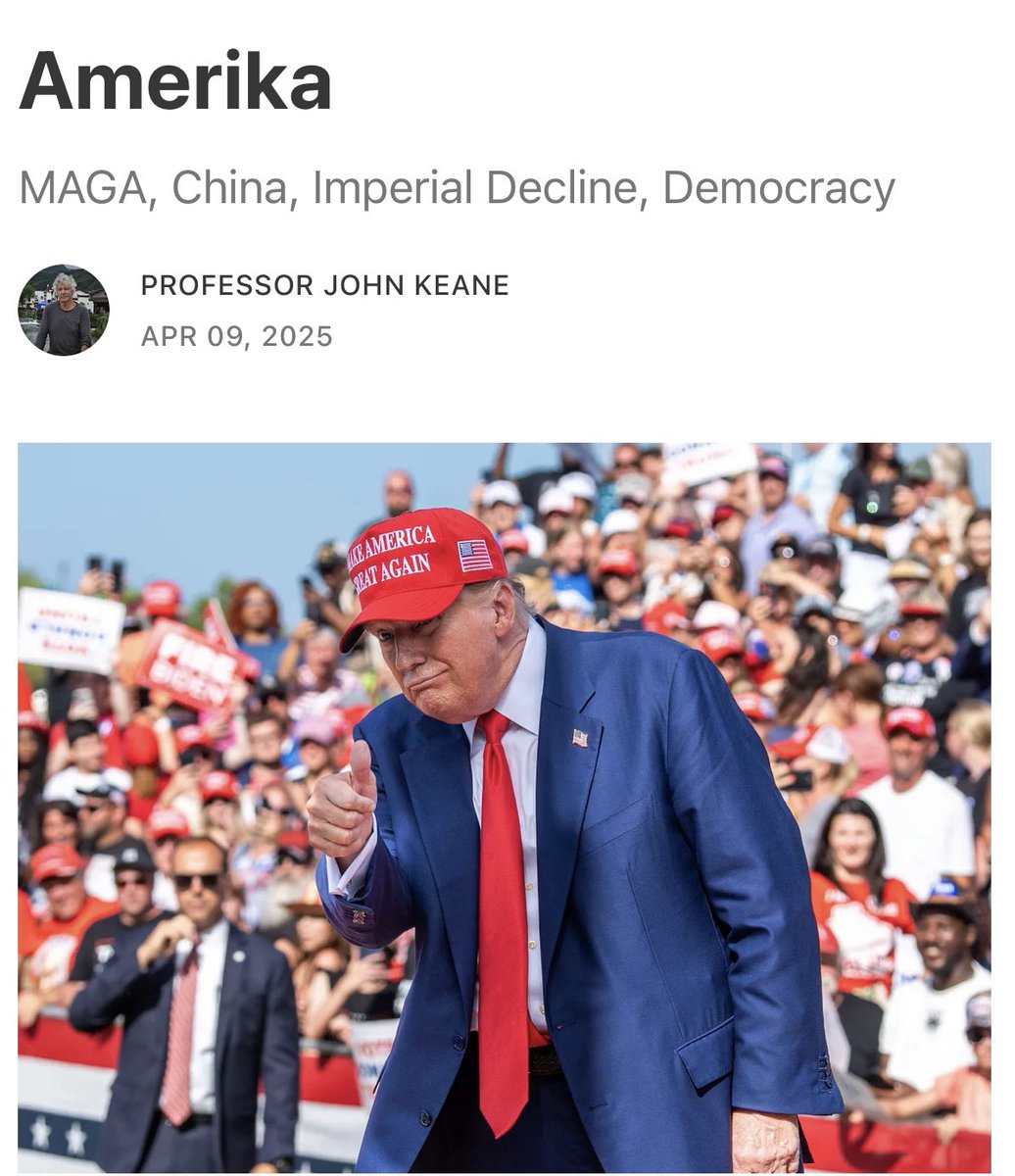 my thoughts on the decline of the American empire and the future of democracy johnkeane.substack.com/p/amerika