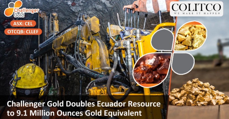 colitco's tweet photo. π’ CHALLENGER GOLD (ASX: CEL) DOUBLES ECUADOR RESOURCE TO 9.1Moz AuEq β PAVES WAY FOR STRATEGIC VALUE REALISATION
Challenger Gold Ltd (ASX: CEL) has delivered a 100% increase in its Mineral Resource Estimate across its Ecuador projects, now totalling 9.1 million ounces.
#ASXCEL