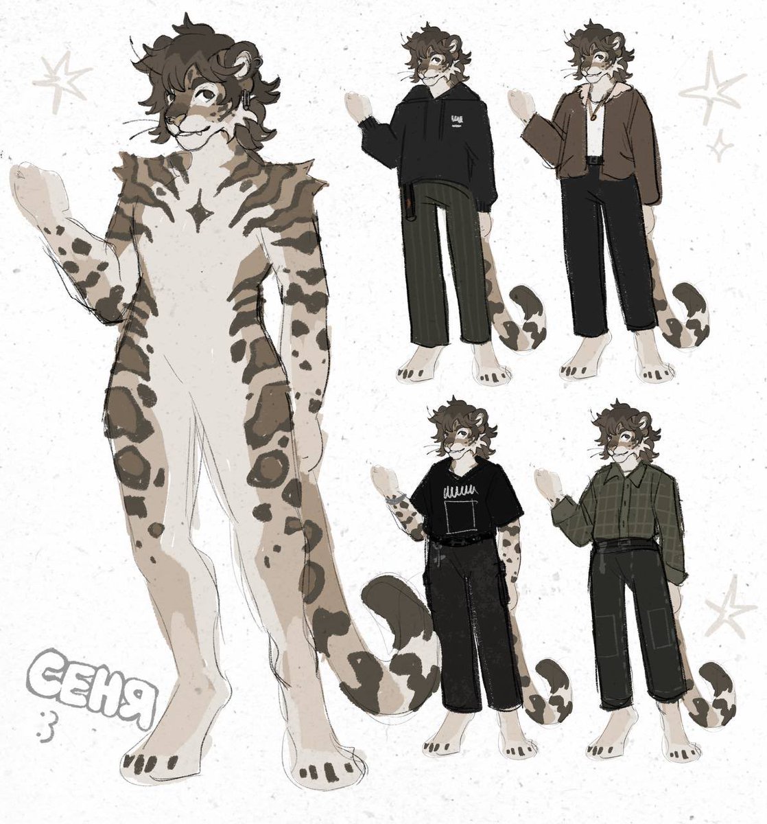 ferafel_'s tweet image. my husband requested a new fursona (clouded leopard + tiger)