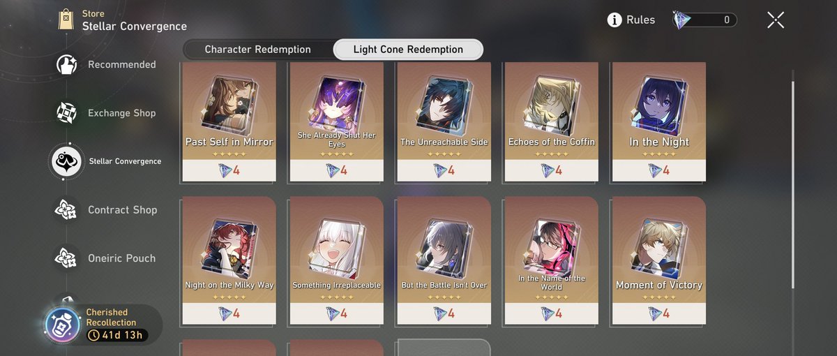 ZaphVT's tweet photo. Hoyo is tightening the noose on FTP players as they will never see these new light cones “Redemption” in Honkai Star Rail, unless they are available to be pulled for as standard or lost to? I am unaware if they can be. Please correct me if I’m wrong. 

1 SHARD is locked behind level ten of the battle pass premium (so one LC per 4 patches) and 4 of them are locked behind spending 65$ USD with no other way to pull them that is visible on launch of the patch. 

It’s very obvious that this anniversary patch was made to extort the remaining players. That’s not even including the other “spending rewards” and traditional microtransactions thrown in your face like 690% Percent in value. Yes, this is a real number in the shop. 

I love this game but damn that’s a lot of micro transactions thrown in your face and flashy numbers. 

#HSR #HonkaiStarRail