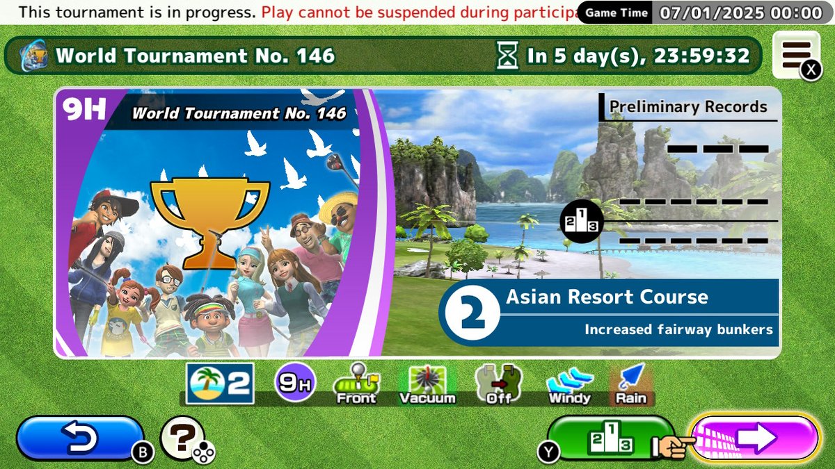 hanz_en's tweet photo. 【Nintendo Switch™】
World Tournament No. 146, Jul. 1-6 at Asian Resort Course. Thanks to the Vacuum Cups, this tournament should be easy to play!
 
[Easy Come Easy Golf] available on Nintendo eShop!
https://t.co/oh822DytxN
 
#ECEG #EasyComeEasyGolf https://t.co/Zc2Gzwofe1