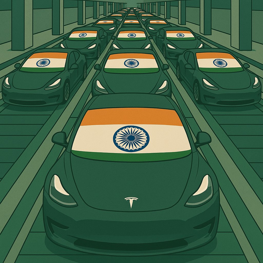 Tesla is finally coming to India! 🇮🇳

Tesla's initial focus will be on major tech hubs like Bangalore, Delhi and Mumbai, starting with imported Model 3 and Model Y cars priced from ₹21 lakh (~$25,000).

If this is successful, Tesla plans to set up a $2–3 billion manufacturing