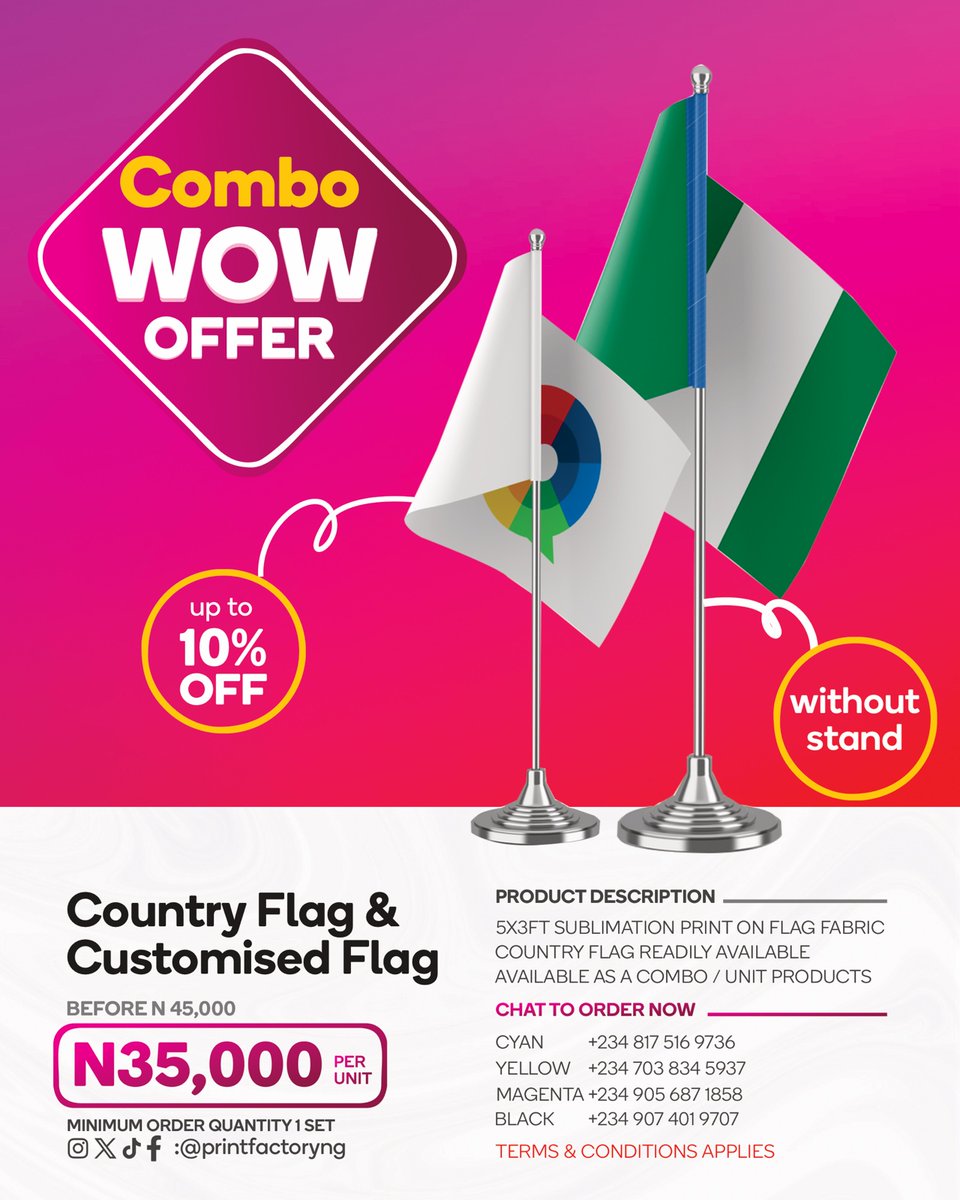 Printfactoryng's tweet image. Why buy one when you can get a combo deal?

Simply send a Dm for more information.

#printondemand #printfactoryng #officestationery #corporategift #explorepage #discountsale #giftshop #giftideas #corporatebranding