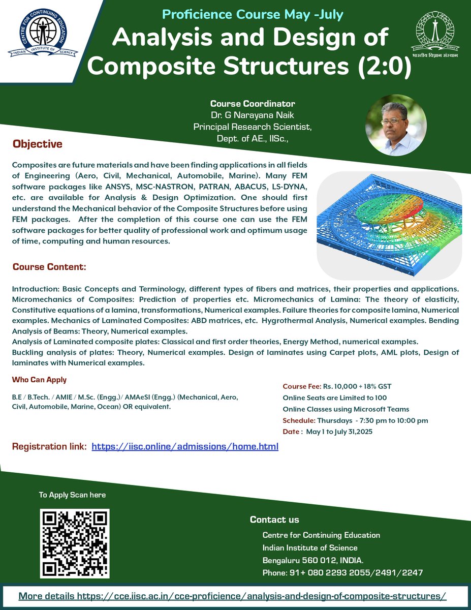 cce_iisc's tweet image. Dive deep into the intricate world of composite materials, enhance your skill set, and elevate your knowledge in cutting-edge structural design.

Know more: cce.iisc.ac.in/cce-proficienc…

#IIScBangalore #CompositeStructures #DesignEngineering #StructuralAnalysis #StructuralDesign