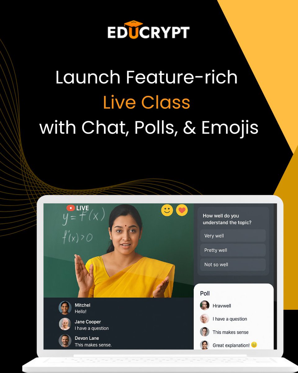 AppsquadzShubhi's tweet image. Interactive Live Classes — Powered by Your Brand

Host high-quality sessions with:
✅ Live chat
✅ Instant polls
✅ Fun emojis
All inside your own branded app.
Ready to launch? Let’s build it!

#educrypt #liveclass #studentengagement #edtechfeatures #educryptapp