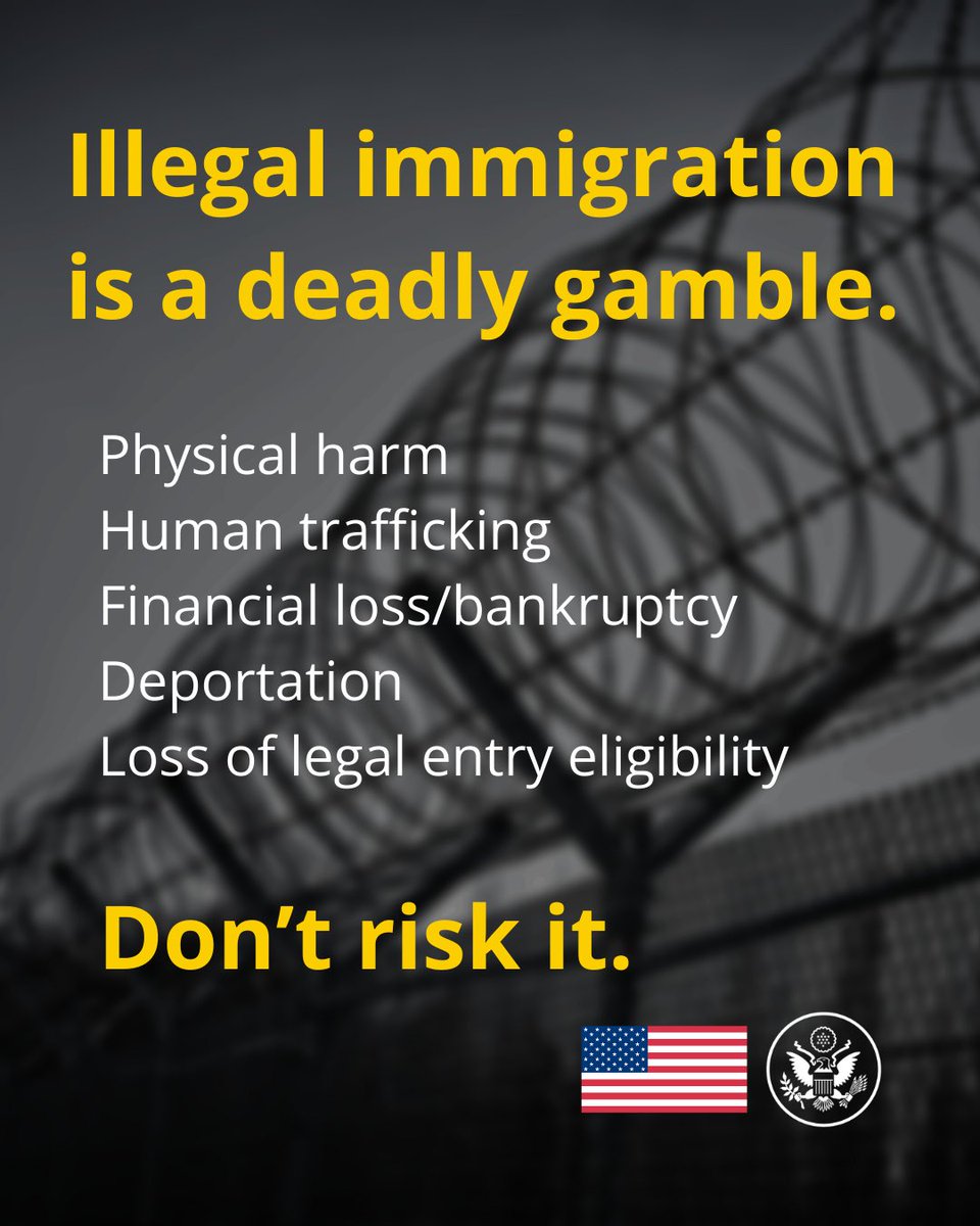 Муҳоҷирати ғайриқонунӣ як бозии маргбор аст.  
Осебҳои ҷисмонӣ 
Қочоқи одамон 
Зиёни молӣ
Ихроҷ ва аз даст додани ҳуқуқи вуруди қонунӣ.   
Эҳтиёт кунед ва худро дар хатар нагузоред!