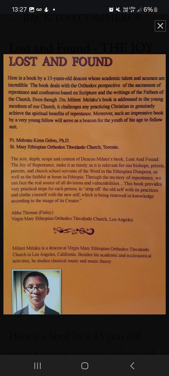 Bruh at 13 years old  Deacon Mihret Melaku published a book on the Sacrament of Repentance 💀👏
