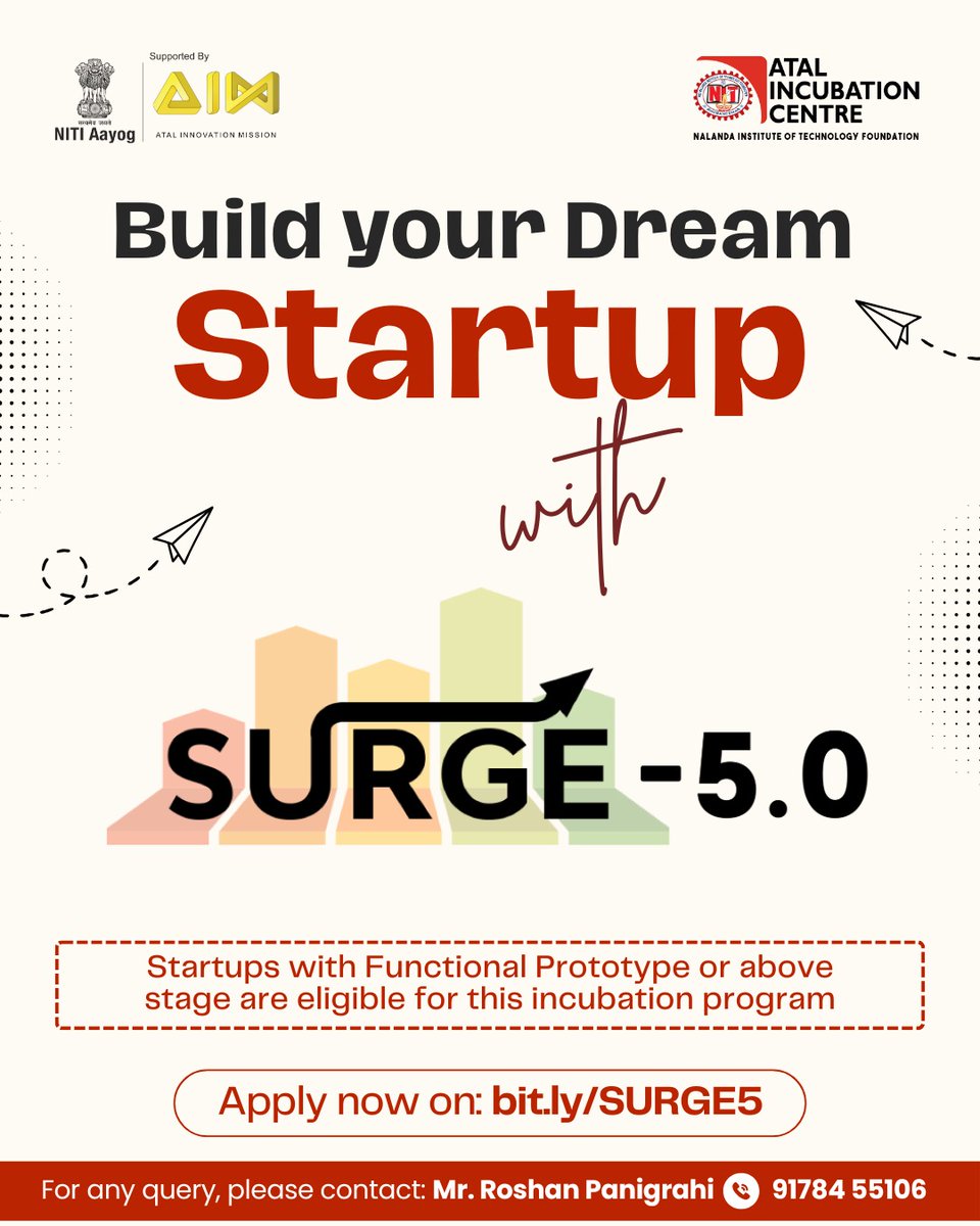 AtalNit's tweet image. If you have a functional prototype, MVP, or early market traction, you’re the right fit for SURGE 5.0!

No matter your background—just bring your innovation and the will to grow.

👉 Apply Now: bit.ly/SURGE5

@DurgaGouda @ceoatalnit @imatalnit @iamroshan98 
#aicnalanda