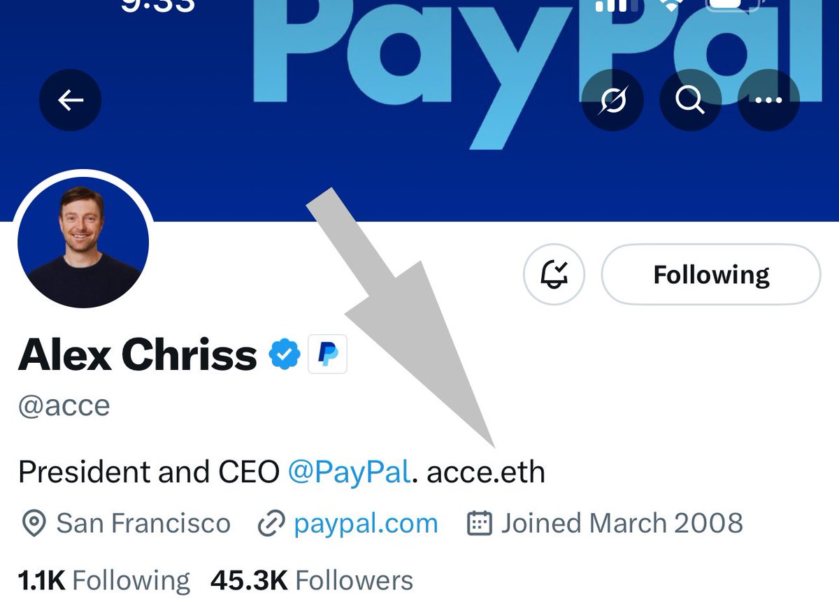 President And CEO Of PayPal Uses ENS Domains

Currently Owns

paypal.eth
pyusd.eth
acce.eth
achriss.eth

Do you own your ENS domain yet?