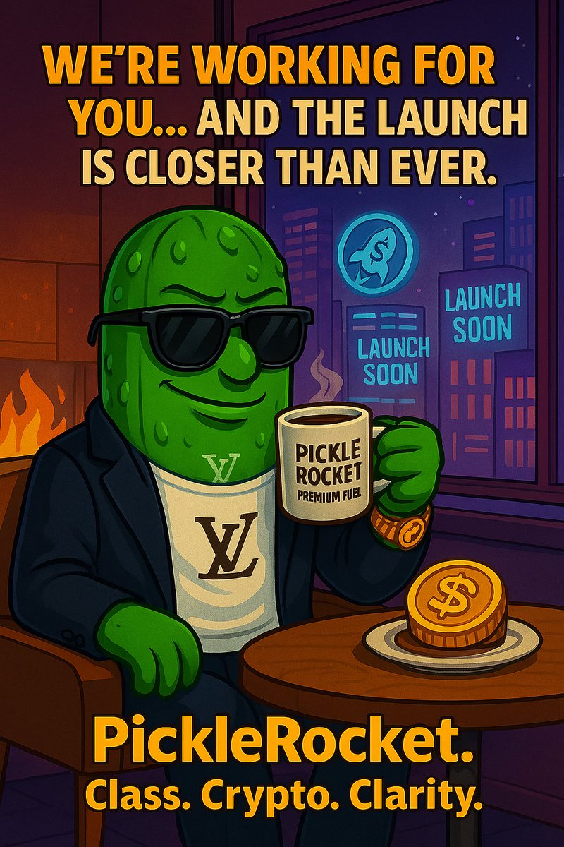 PicklerRocket's tweet photo. The calm before the moonshot.
PickleRocket is not rushing — it’s preparing.
In a luxury café, sipping premium fuel, he knows:
🚀 Great things take time... but time is now.
The streets are watching. The launch is near.
PickleRocket – Class. Crypto. Clarity.
#PickleRocket #PKLR #CryptoLaunch #LuxuryCrypto #CryptoStyle #Web3Vibes #MemeCoinMagic #ToTheMoon #CryptoElite #PicklePower #SoonReadyGo #NFTStyle #FutureIsPickled #ClassCryptoClarity