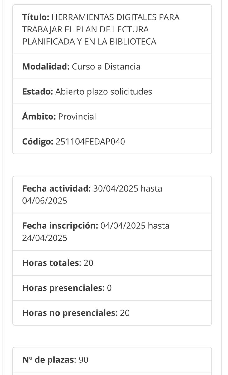 HERRAMIENTAS DIGITALES PARA TRABAJAR EL PLAN DE LECTURA PLANIFICADA Y EN LA BIBLIOTECA

Código 251104FEDAP040

Más información e inscripción en el siguiente enlace: 

juntadeandalucia.es/educacion/secr…